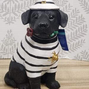 Humane Society Halloween Black Lab Dog Costume Witch hat w/ Burglar Shirt & Rose